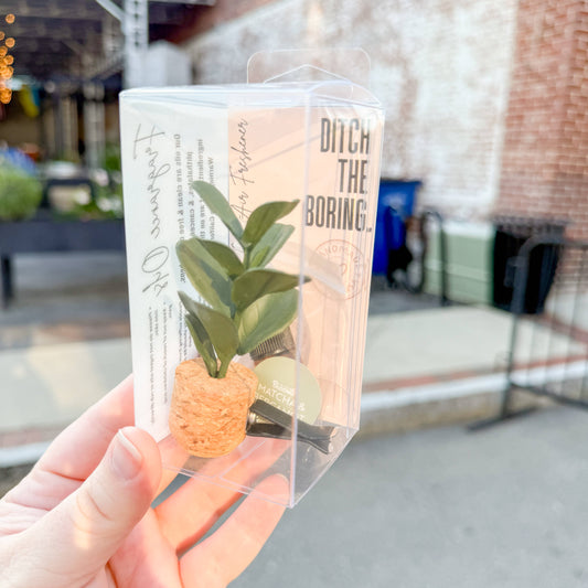 Green Tea & Lemongrass: Fiddle Plant Vent Clip Car Air Freshener Diffuser (Reusable)