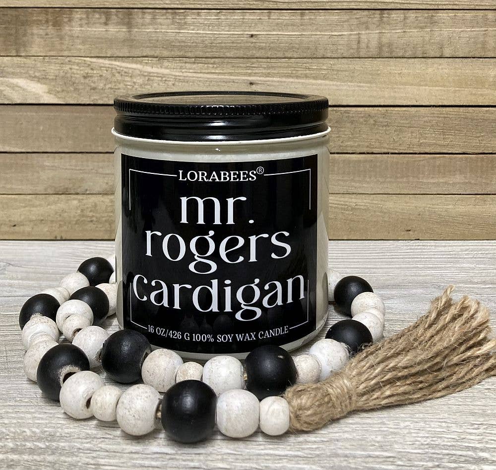 Mr. Roger's Cardigan by Lorabees - 16 oz glass jar candle