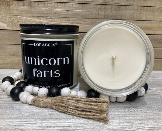 Unicorn Farts by Lorabees - 16 oz glass jar candle