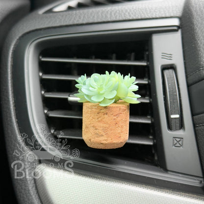 Vanilla Bean Cupcake: Aqua Succulent Vent Clip Car Air Freshener Diffuser (Reusable)