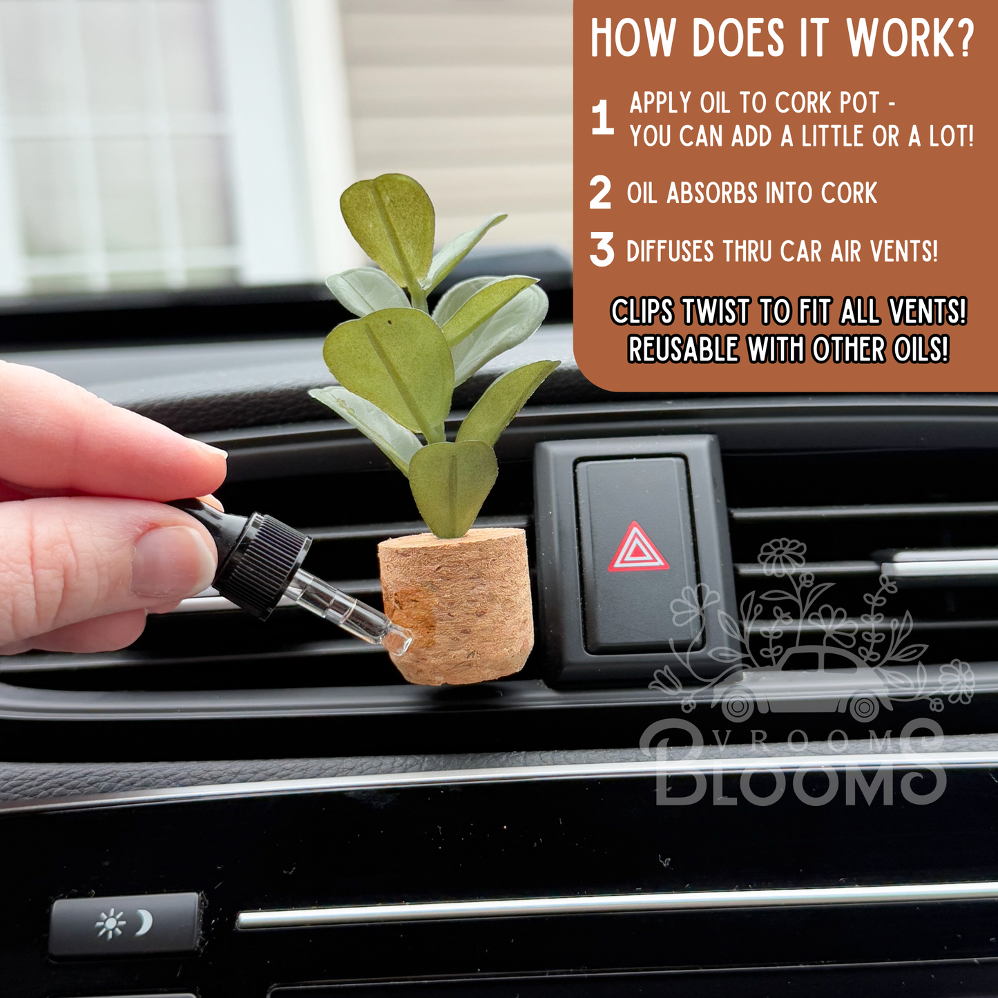 Sandalwood: Daisy Flower Vent Clip Car Air Freshener Diffuser (Reusable)