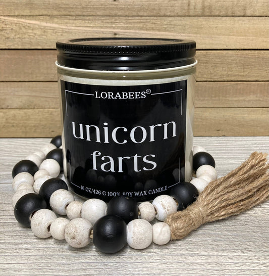 Unicorn Farts by Lorabees - 16 oz glass jar candle