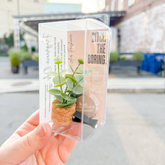 White Tea: Eucalyptus Plant Vent Clip Car Air Freshener (Reusable)